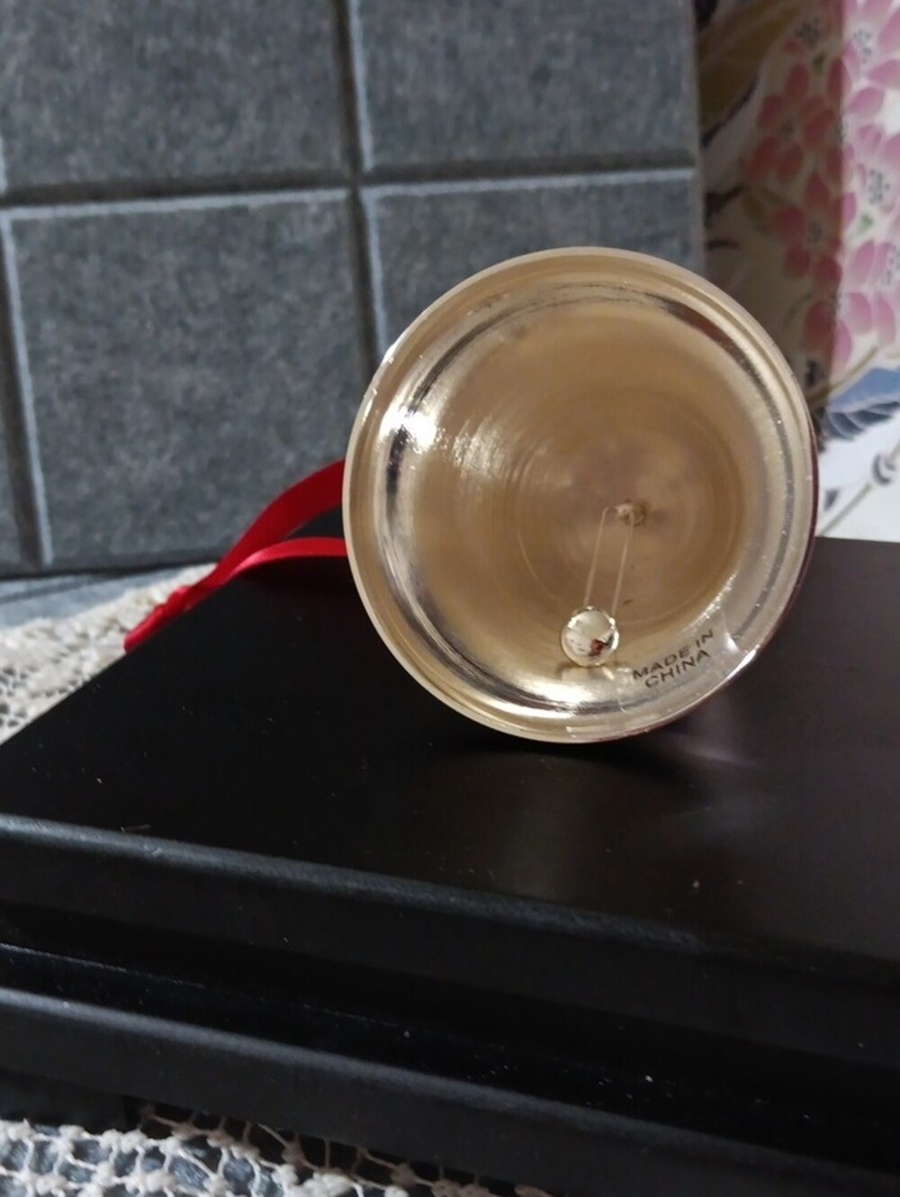 Silver Table Bell with Red Ribbon - Picture 2 of 3